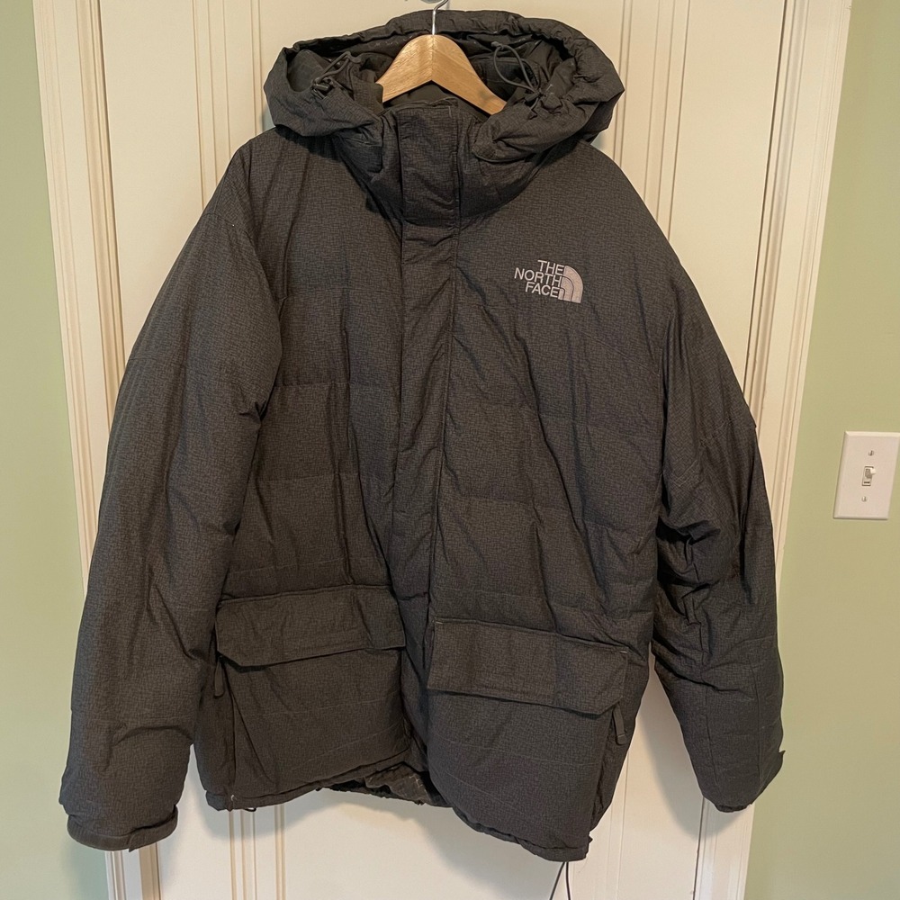 The North Face Mens 600 Down Parka Jacket Gray Puffer Hooded XL